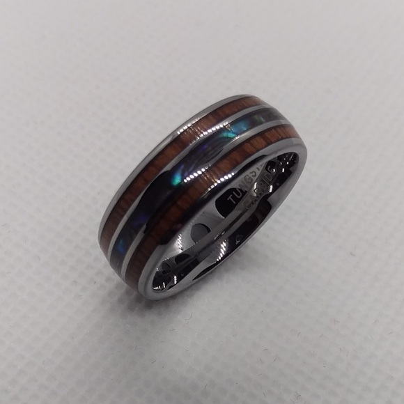 𝅺KOA Wood/Abalone Shell Tungsten Carbide Ring. - Picture 6 of 8